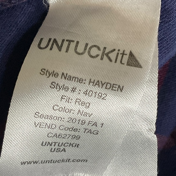 Untuckit Hayden Plaid Shirt Sz 2 Button Up Soft Cotton Blue Red - Picture 10 of 10